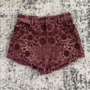 Free people high rise embroidered shorts